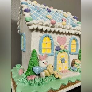 Pastel Gingerbread Cookie House w/ LED Lights – Easter Decor NWT